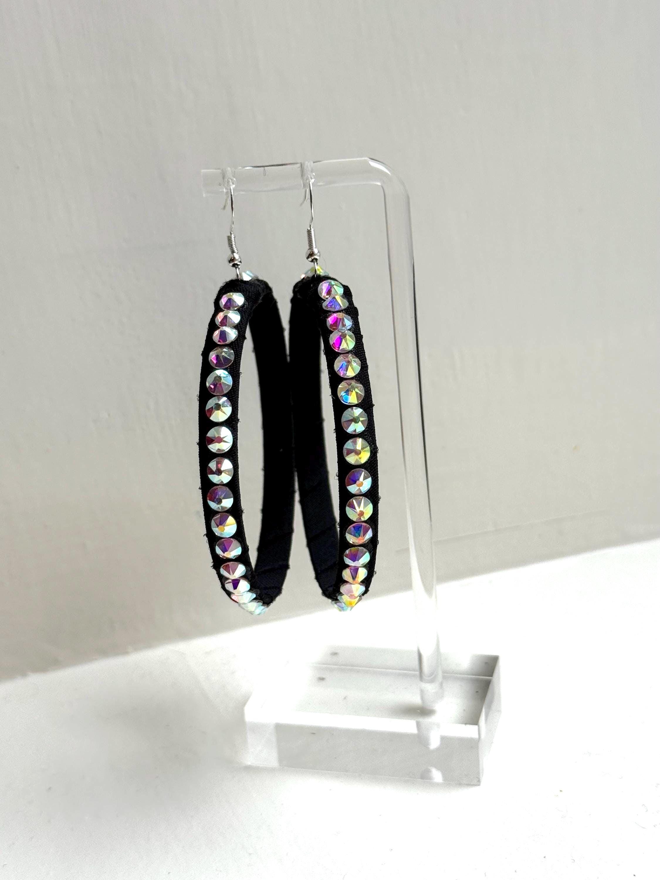 Latin dance rhinestone hoop earrings