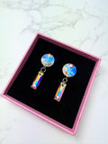 LYRA - Ballroom and latin dance abstract dangly earrings in Crystal AB