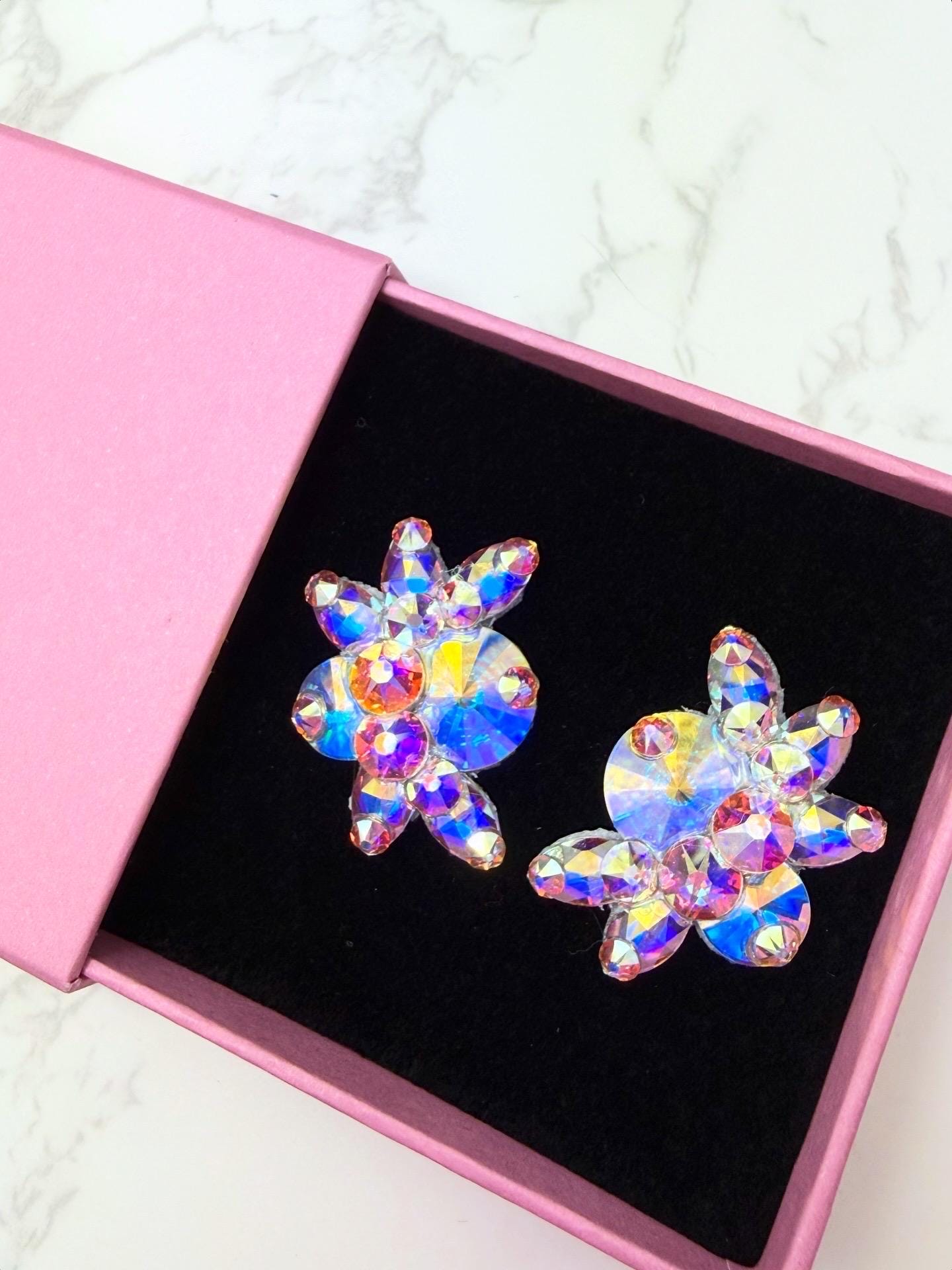 LUNA - Large ear cuff statement stud earrings for ballroom and latin dancing