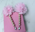 PEONY - Flower and pearl dangly ballroom dance earrings