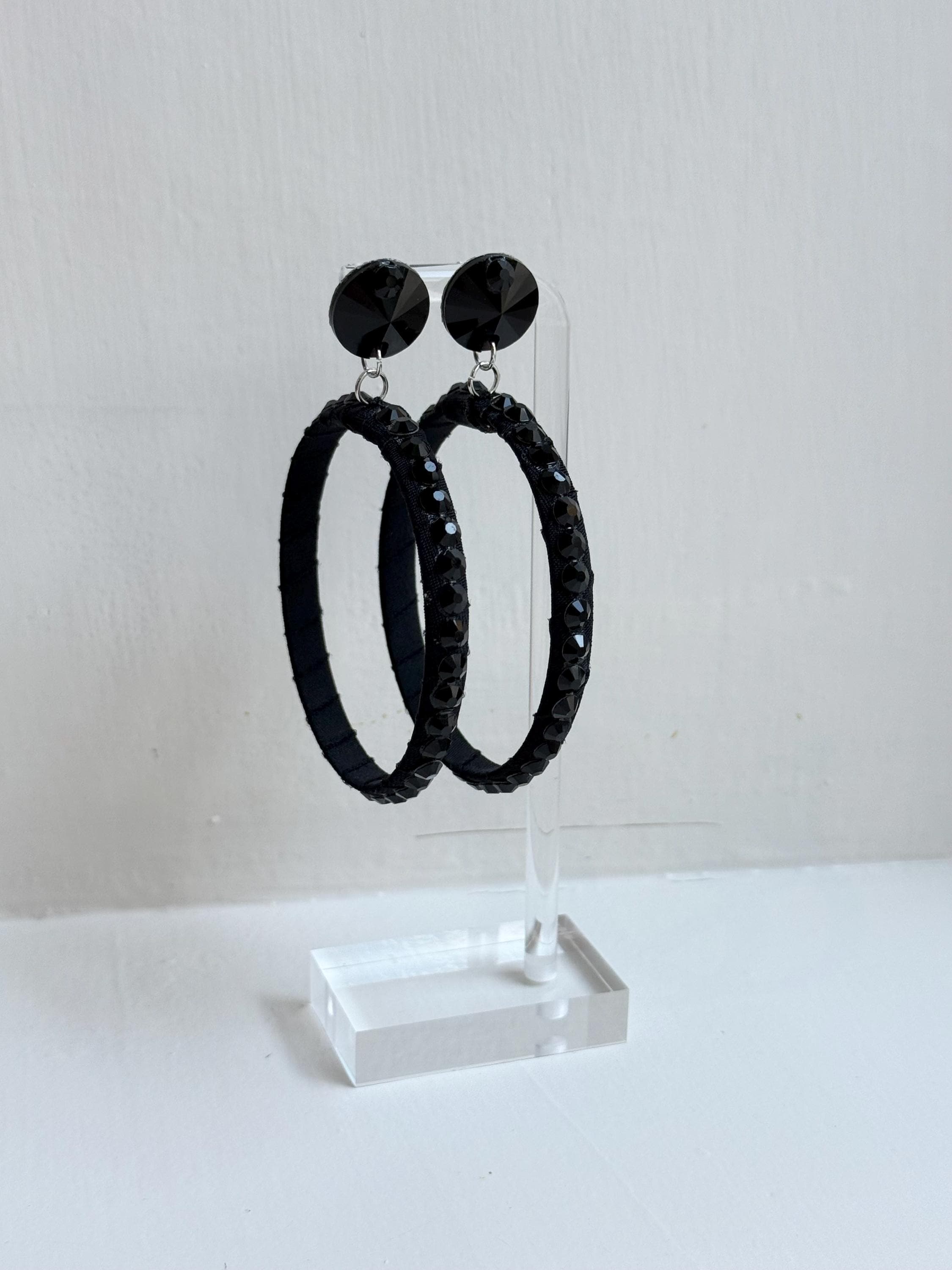 Latin dance hoop earrings with stud for dance competition