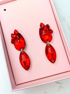 FLORA - Red / light siam ballroom and latin dancesport dangly rhinestone earrings