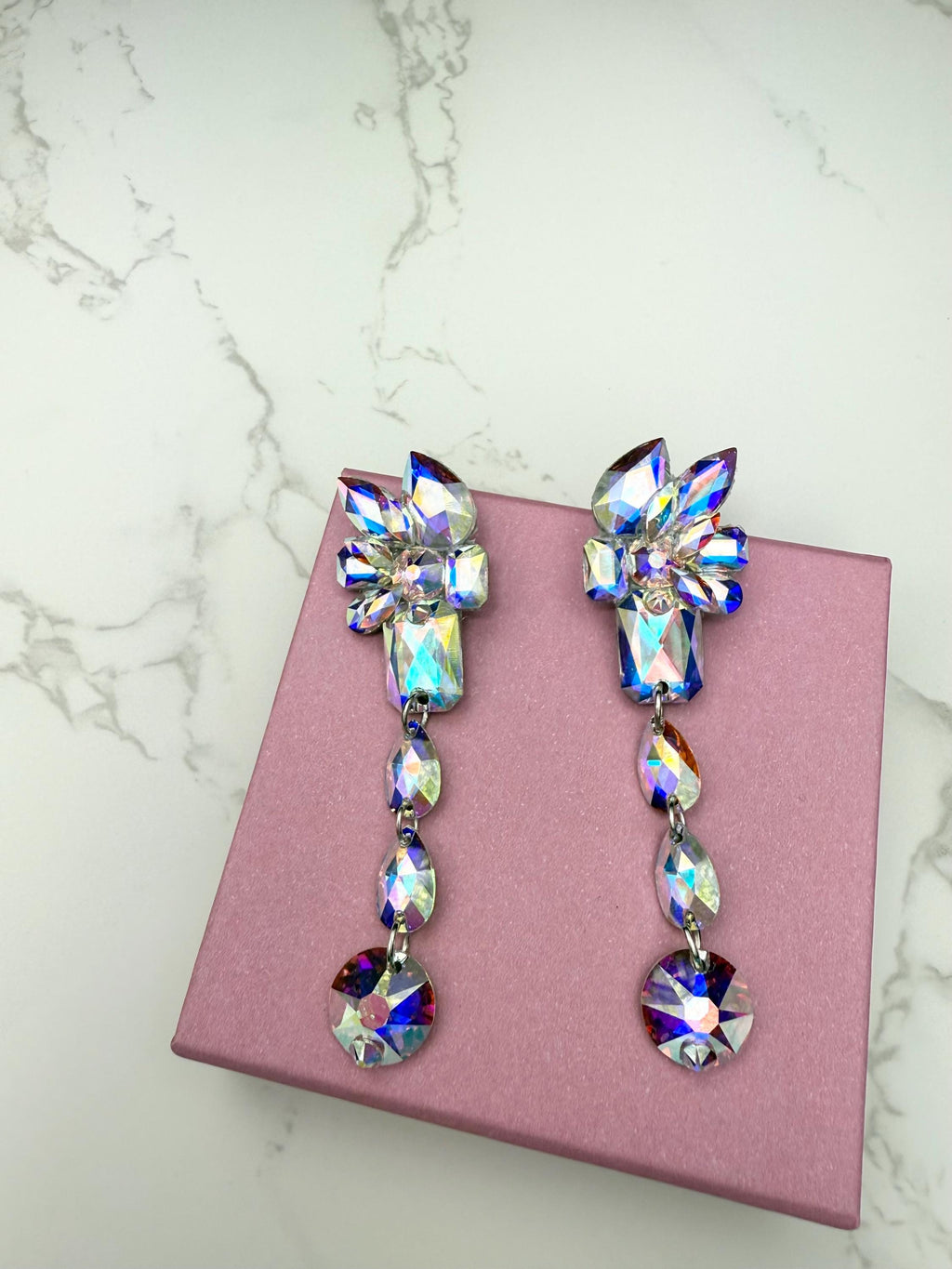 FABIEN - Large ballroom dangly earrings in Crystal AB