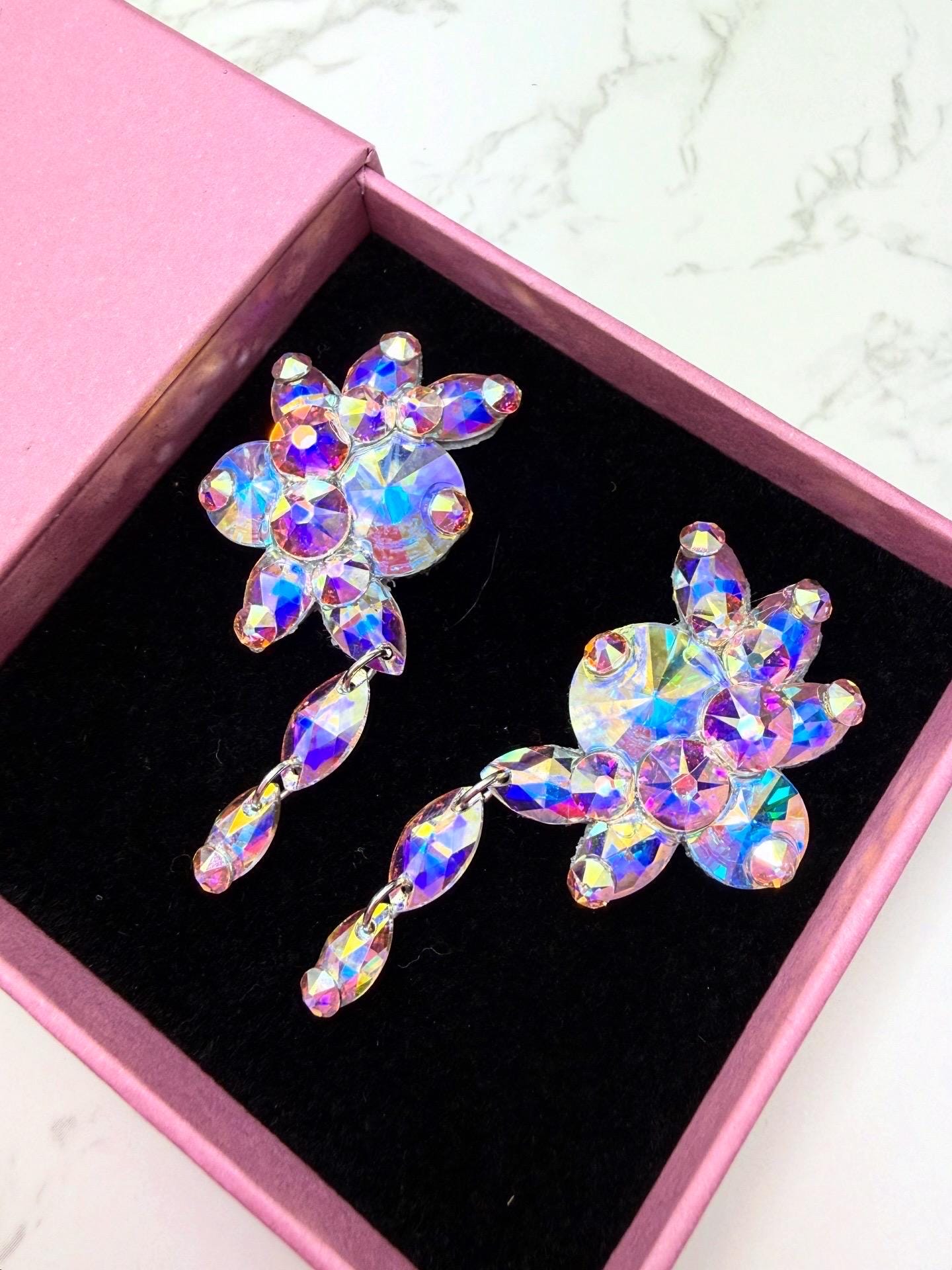 LUNA 2 - Large ear cuff dangly earrings for ballroom and latin dancing