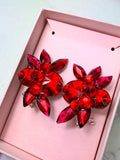 LUNA RED -  Large ear cuff statement stud earrings for ballroom and latin dancing