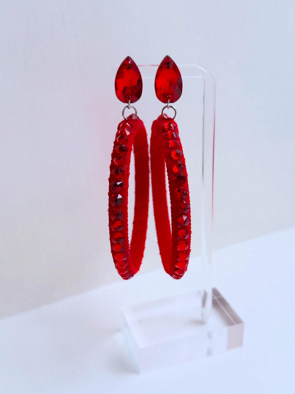 Latin dance hoop earrings with stud for dance competition