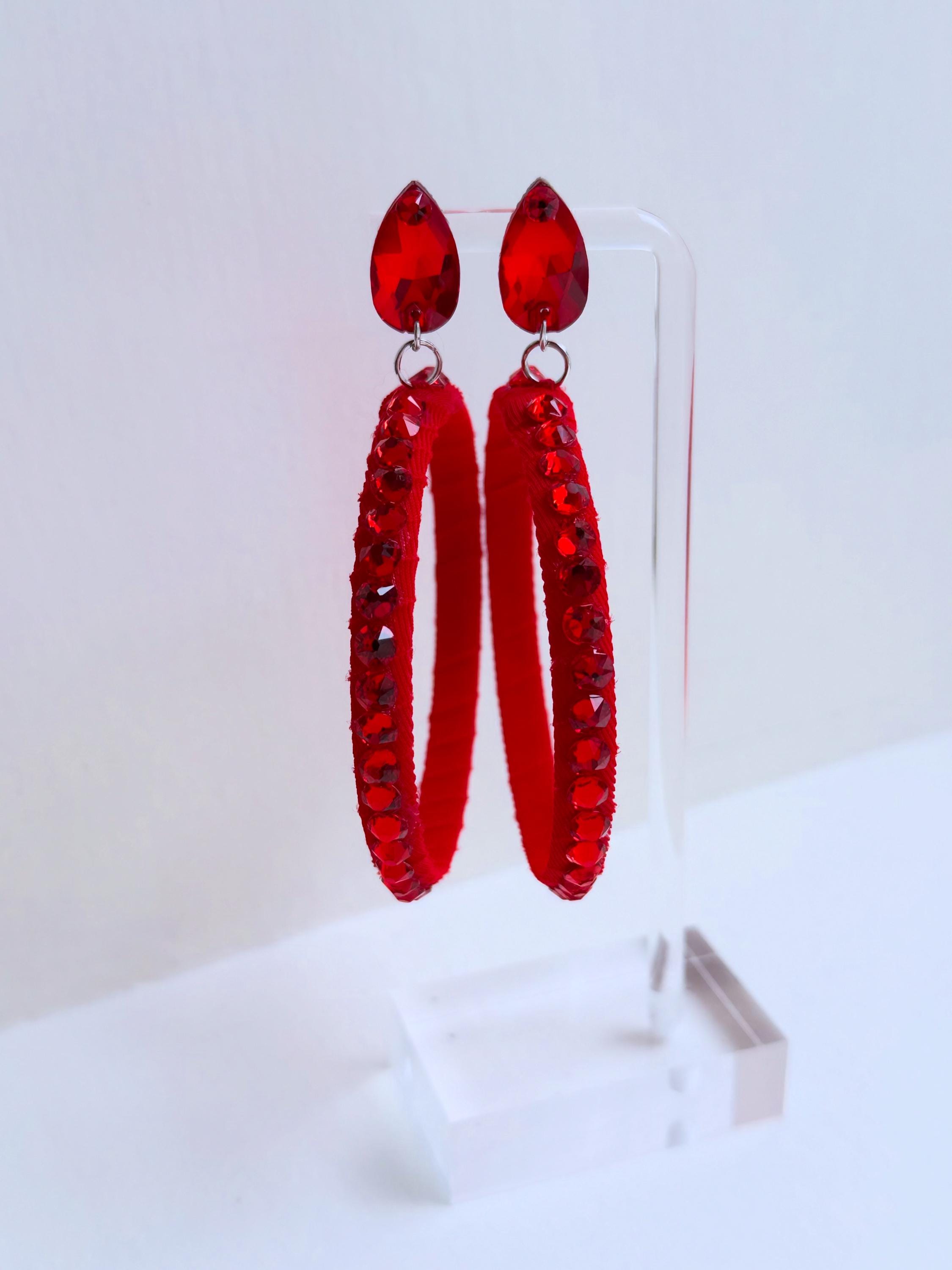 Latin dance hoop earrings with stud for dance competition